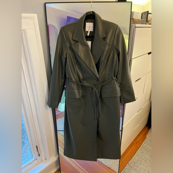 NWT Vegan Leather Trench Coat - Picture 7 of 13